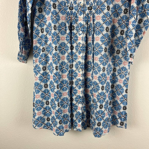 ROLLER RABBIT Blue Printed Button Down 3/4 Sleeve Dress Size L - Picture 3 of 12